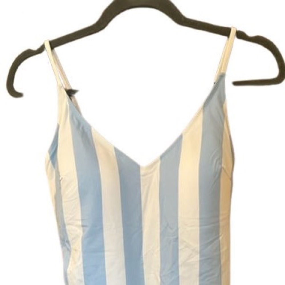 H&M One Piece Swimsuit with Adjustable Spaghetti Straps in Light Blue and Ivory